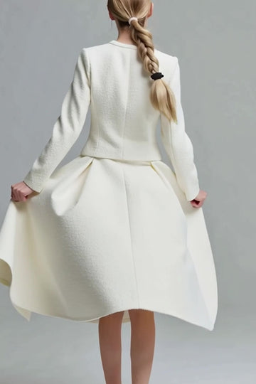 Ivory 2-Piece A-Line Long Sleeve Work Dress